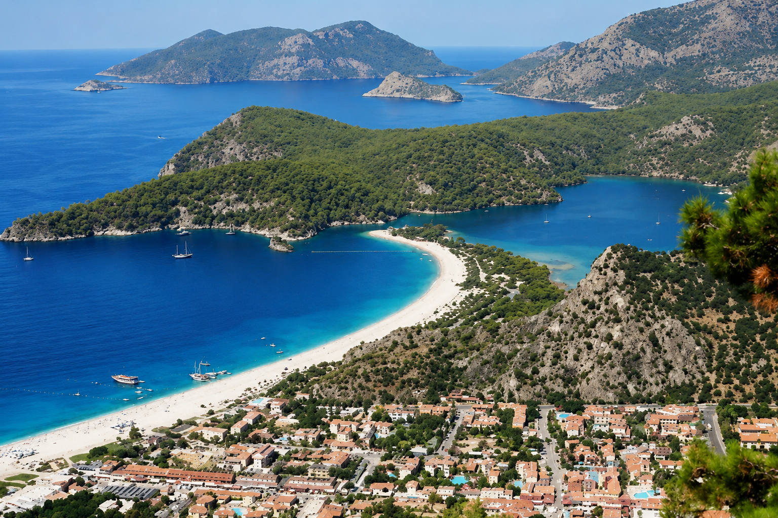 Muğla şehir ve kıyı manzarası